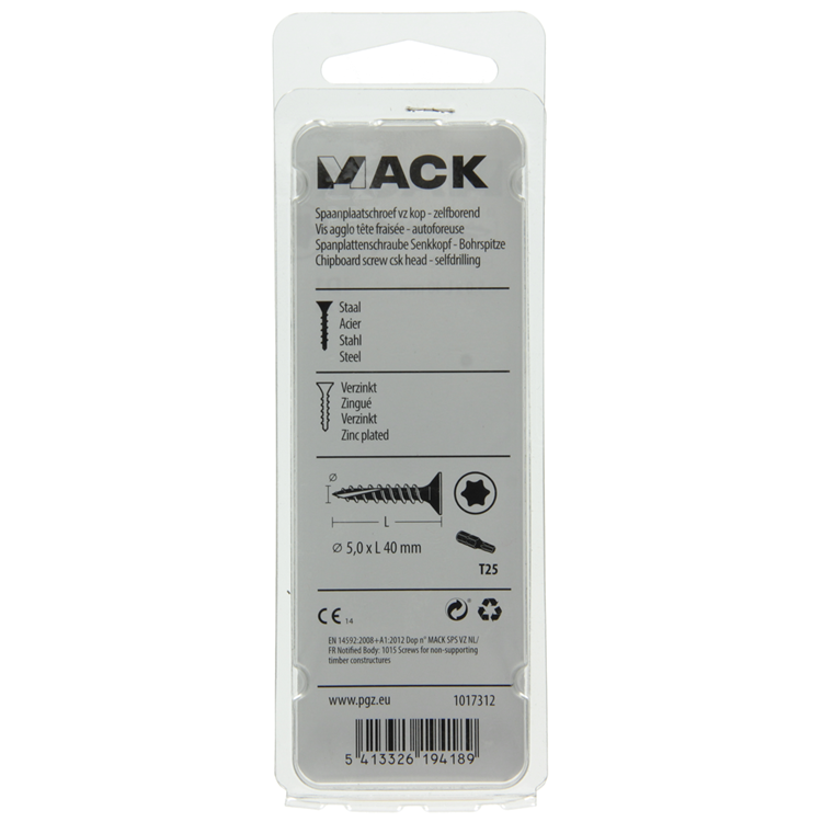 Afbeelding laden in galerijviewer, Mack 1017312 - spaanplschr.vzkop-zelfb. geelverz. 12 st 5,0 x 40 mm | 10 stuks
