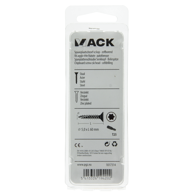 Afbeelding laden in galerijviewer, Mack 1017314 - spaanplschr.vzkop-zelfb. geelverz. 8 st 5,0 x 60 mm | 10 stuks
