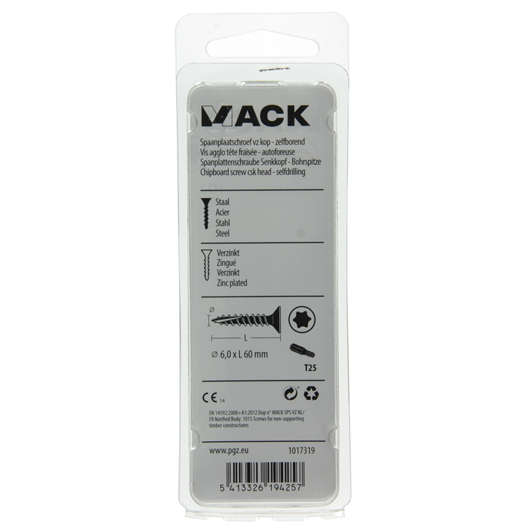 Load image into Gallery viewer, Mack 1017319 - spaanplschr.vzkop-zelfb. geelverz. 6 st 6,0 x 60 mm | 10 stuks
