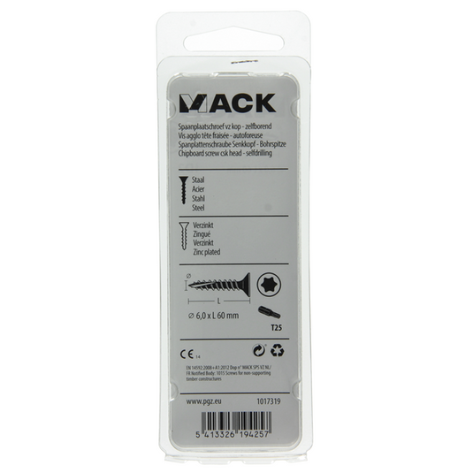 Mack 1017319 - spaanplschr.vzkop-zelfb. geelverz. 6 st 6,0 x 60 mm | 10 stuks