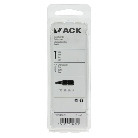 Mack 1017329 - torx schroefbit staal onbehandeld 4 st t10-15 20-25 | 10 stuks