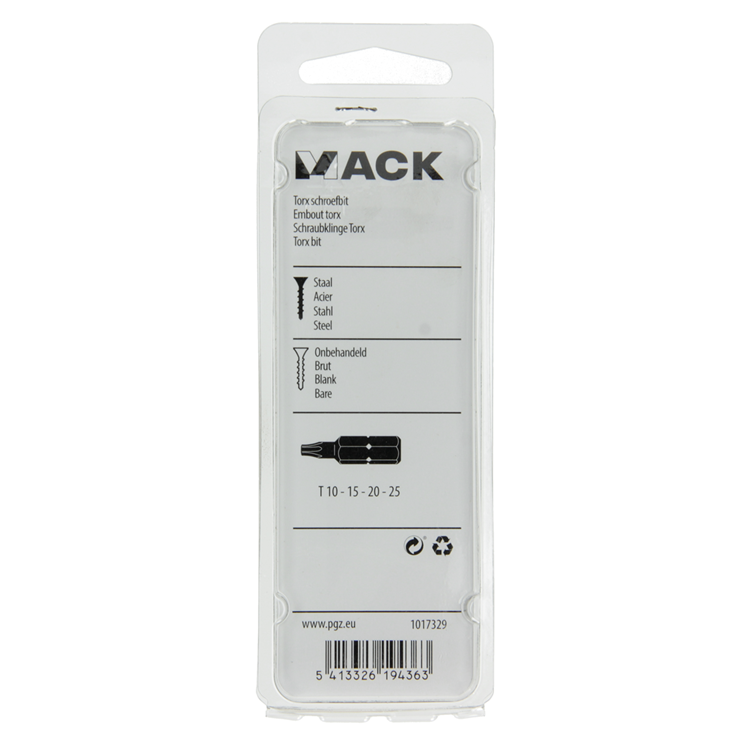 Load image into Gallery viewer, Mack 1017329 - torx schroefbit staal onbehandeld 4 st t10-15 20-25 | 10 stuks
