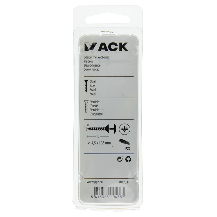 Afbeelding laden in galerijviewer, Mack 1017331 - schroef met kopboring staal verz. 12 st 4,5 x 35 mm | 10 stuks
