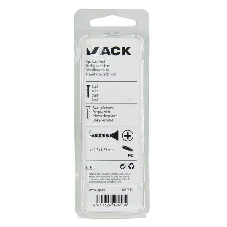 Afbeelding laden in galerijviewer, Mack 1017343 - gipsplaatschroef zwart gefosf. 10 st 4,2 x 75 mm | 10 stuks
