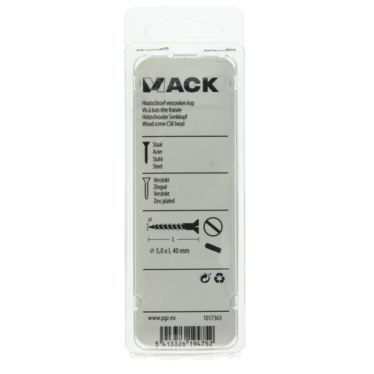 Afbeelding laden in galerijviewer, Mack 1017363 - houtschroef verzonken kop verz10 st 5,0 x 40 mm | 10 stuks
