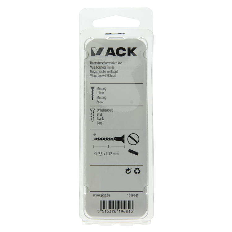 Afbeelding laden in galerijviewer, Mack 1019645 - houtschroef verzonken kop messing 12st 2,5 x 12 mm | 10 stuks
