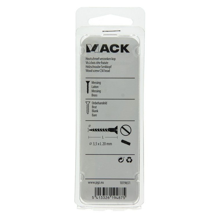 Afbeelding laden in galerijviewer, Mack 1019651 - houtschroef verzonken kop messing 11st 3,5 x 20 mm | 10 stuks

