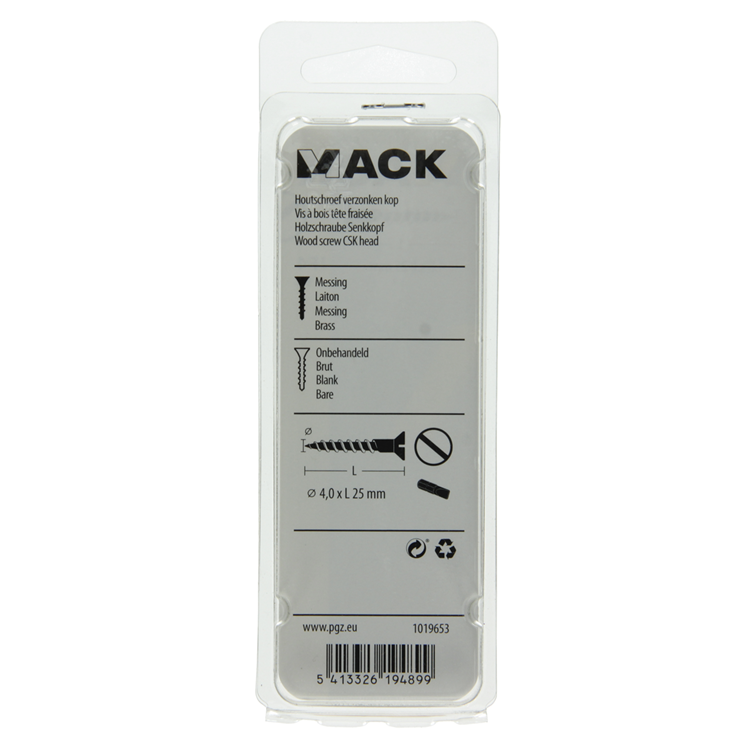 Load image into Gallery viewer, Mack 1019653 - houtschroef verzonken kop messing 9 st 4,0 x 25 mm | 10 stuks
