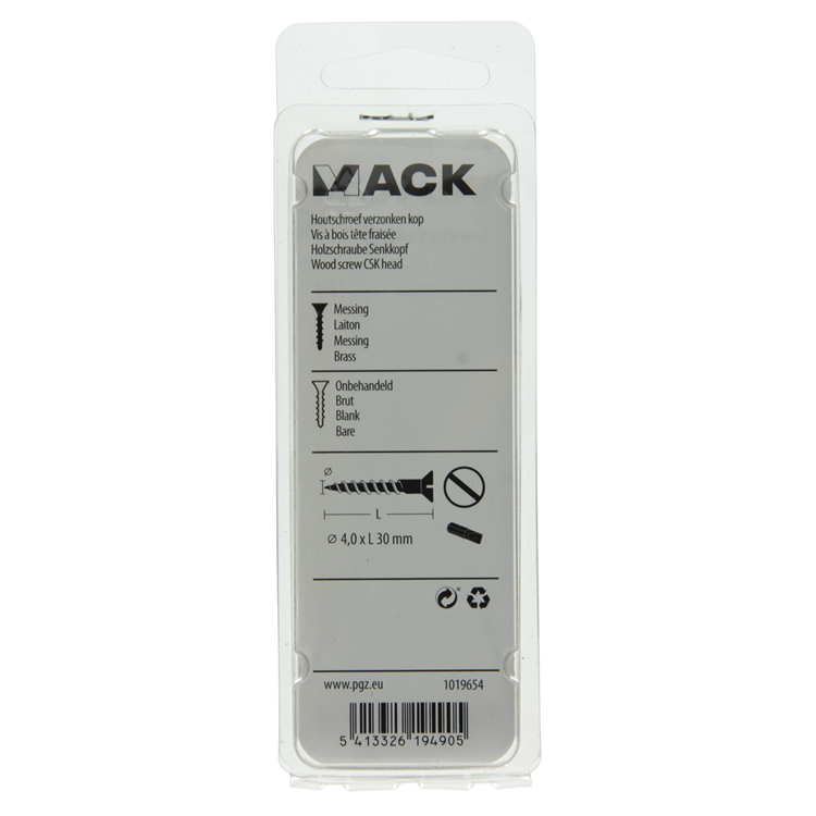 Load image into Gallery viewer, Mack 1019654 - houtschroef verzonken kop messing 7 st 4,0 x 30 mm | 10 stuks
