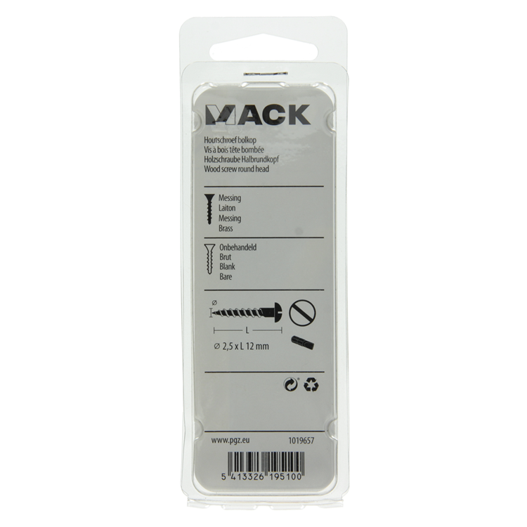 Load image into Gallery viewer, Mack 1019657 - houtschroef bolkop messing 11 st 2,5 x 12 mm | 10 stuks
