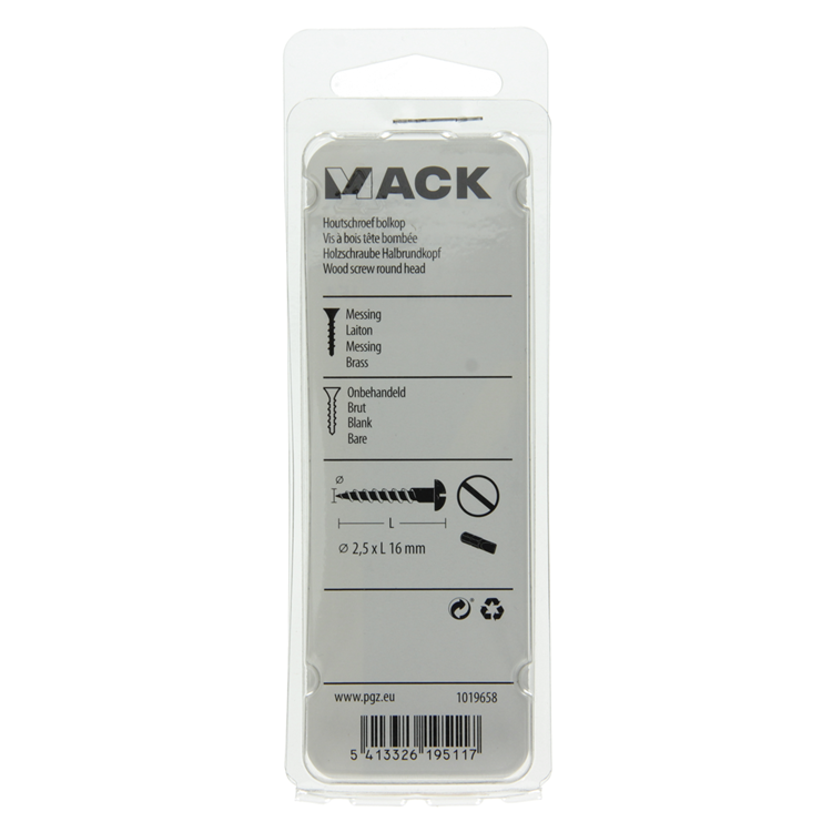 Load image into Gallery viewer, Mack 1019658 - houtschroef bolkop messing 10 st 2,5 x 16 mm | 10 stuks
