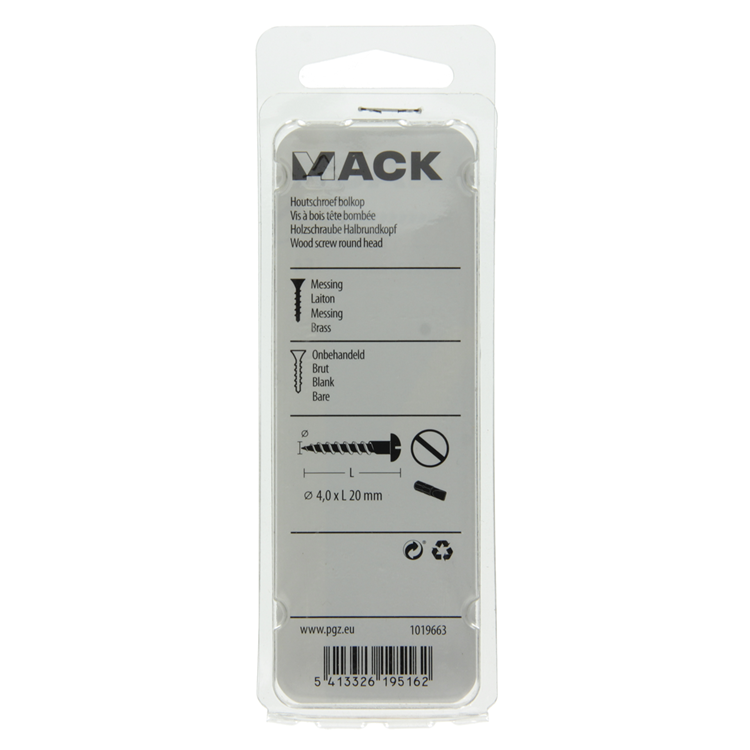 Load image into Gallery viewer, Mack 1019663 - houtschroef bolkop messing 9 st 4,0 x 20 mm | 10 stuks
