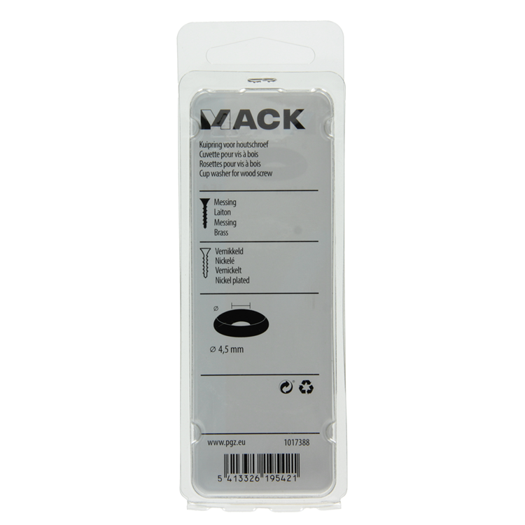 Load image into Gallery viewer, Mack 1017388 - kuipring vr houtschroef mess. vern. 10st 4,5 mm | 10 stuks
