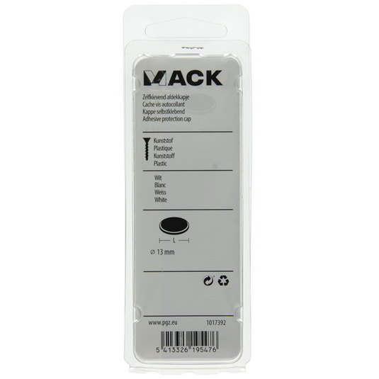Mack 1017392 - zelfklevend afdekkapje kunstst.wit 96st 13 mm | 10 stuks