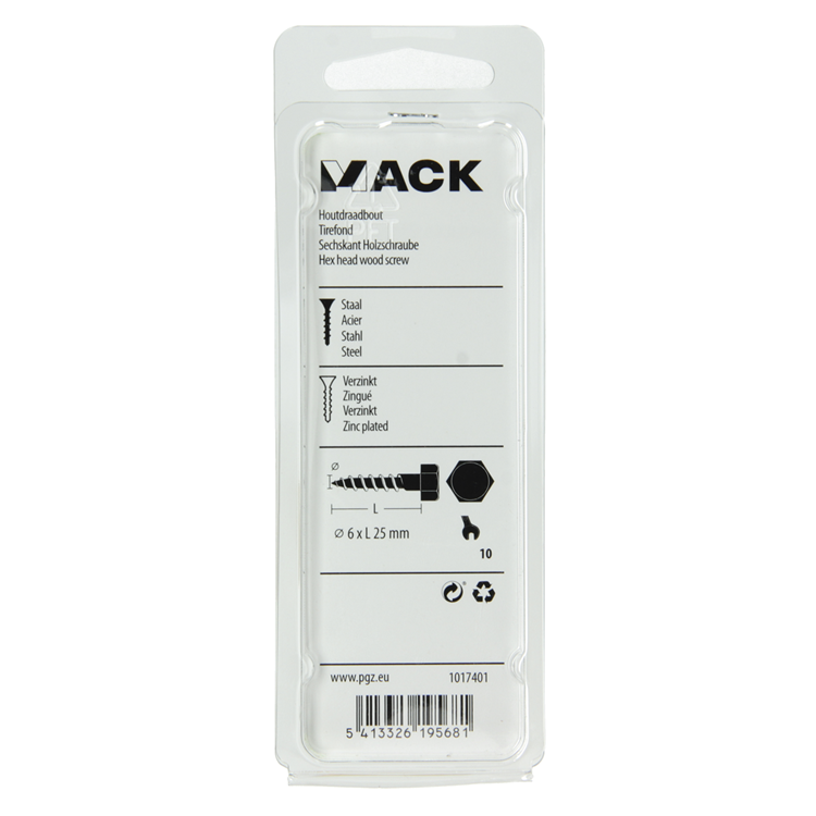 Afbeelding laden in galerijviewer, Mack 1017401 - houtdraadbout staal verzinkt 15 st 6 x 25 mm | 10 stuks
