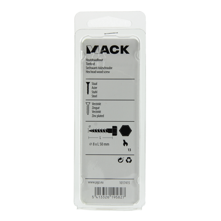 Afbeelding laden in galerijviewer, Mack 1017415 - houtdraadbout staal verzinkt 7 st 8 x 50 mm | 5 stuks
