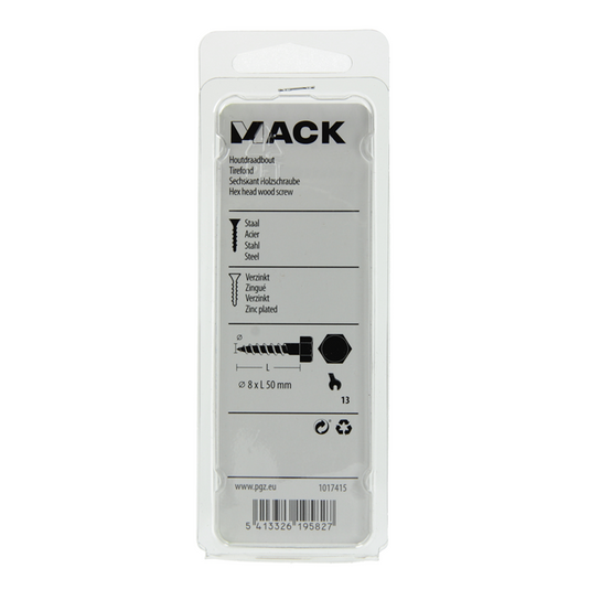 Mack 1017415 - houtdraadbout staal verzinkt 7 st 8 x 50 mm | 5 stuks