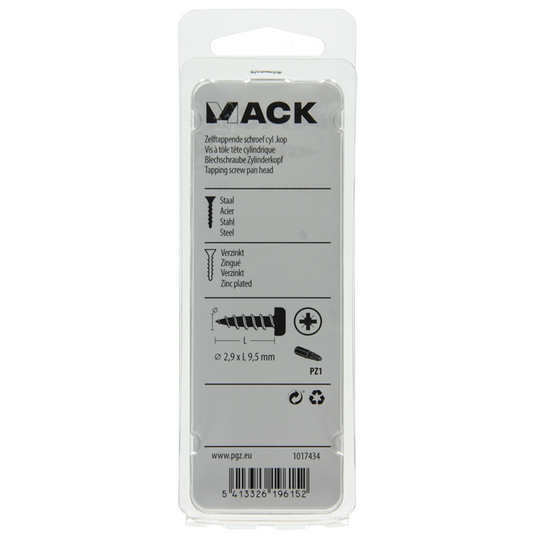 Mack 1017434 - zelftappende schroef cyl kop verz. 40st 2,9 x 9,5 mm | 10 stuks