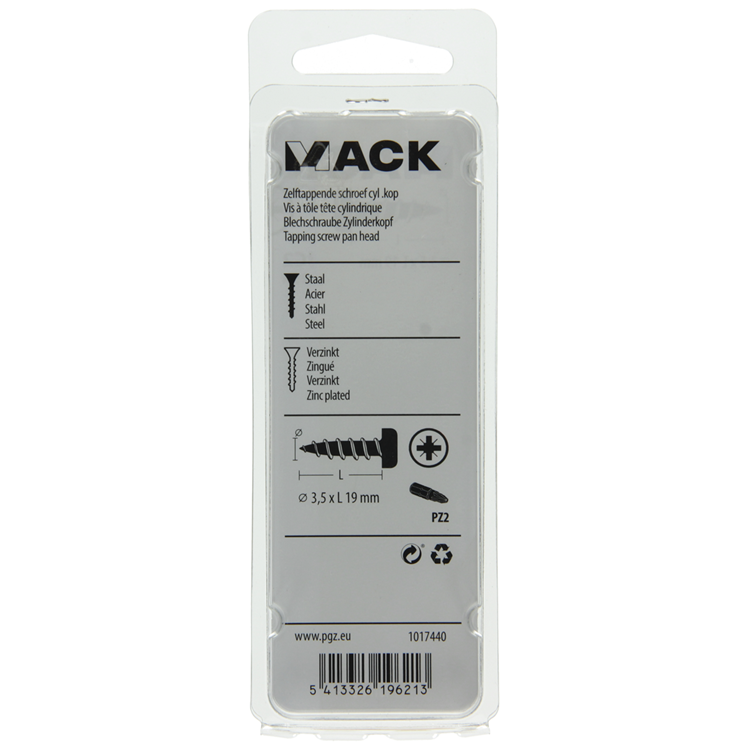 Afbeelding laden in galerijviewer, Mack 1017440 - zelftappende schroef cyl kop verz. 25st 3,5 x 19 mm | 10 stuks

