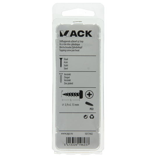 Mack 1017442 - zelftappende schroef cyl kop verz. 25st 3,9 x 13 mm | 10 stuks