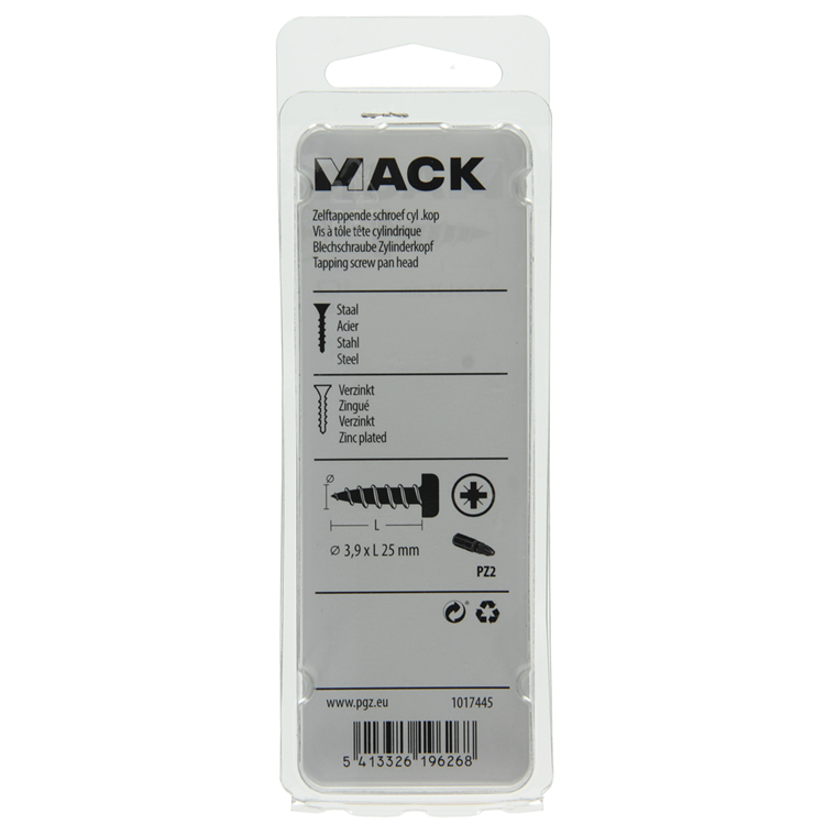 Afbeelding laden in galerijviewer, Mack 1017445 - zelftappende schroef cyl kop verz. 18st 3,9 x 25 mm | 10 stuks
