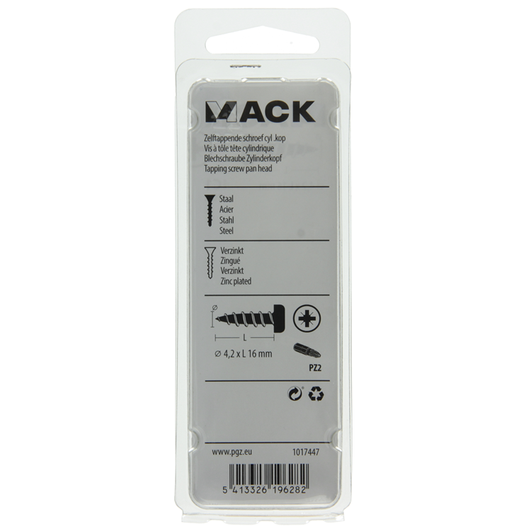 Afbeelding laden in galerijviewer, Mack 1017447 - zelftappende schroef cyl kop verz. 20st 4,2 x 16 mm | 10 stuks

