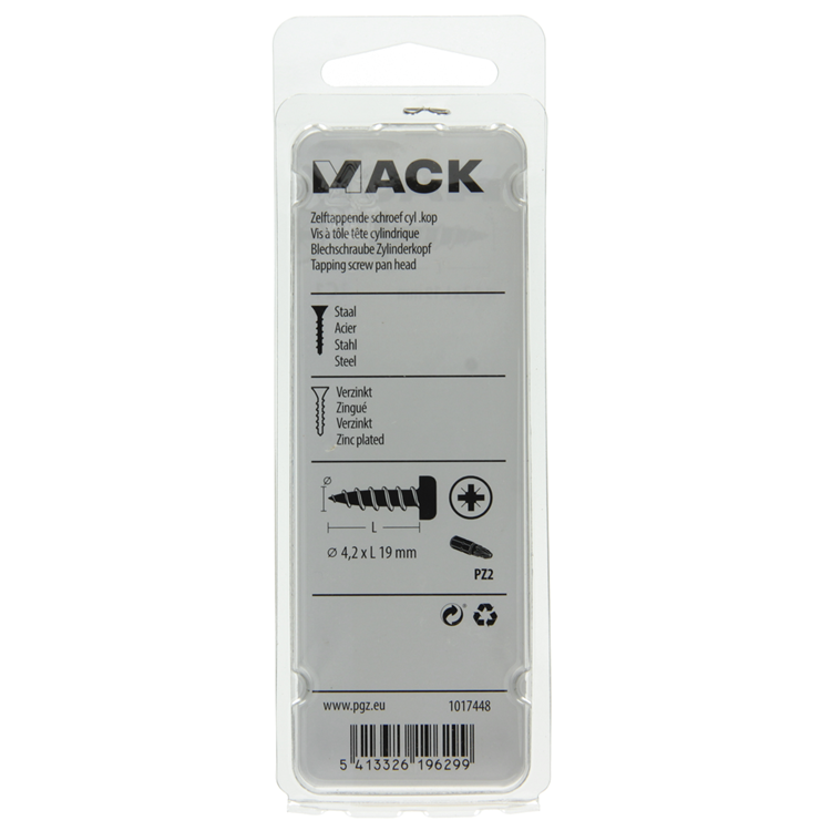 Afbeelding laden in galerijviewer, Mack 1017448 - zelftappende schroef cyl kop verz. 18st 4,2 x 19 mm | 10 stuks
