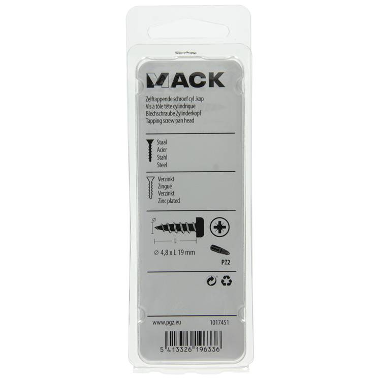 Afbeelding laden in galerijviewer, Mack 1017451 - zelftappende schroef cyl kop verz. 14st 4,8 x 19 mm | 10 stuks
