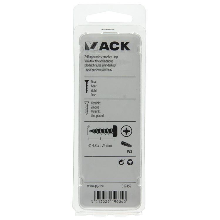 Load image into Gallery viewer, Mack 1017452 - zelftappende schroef cyl kop verz. 12st 4,8 x 25 mm | 10 stuks
