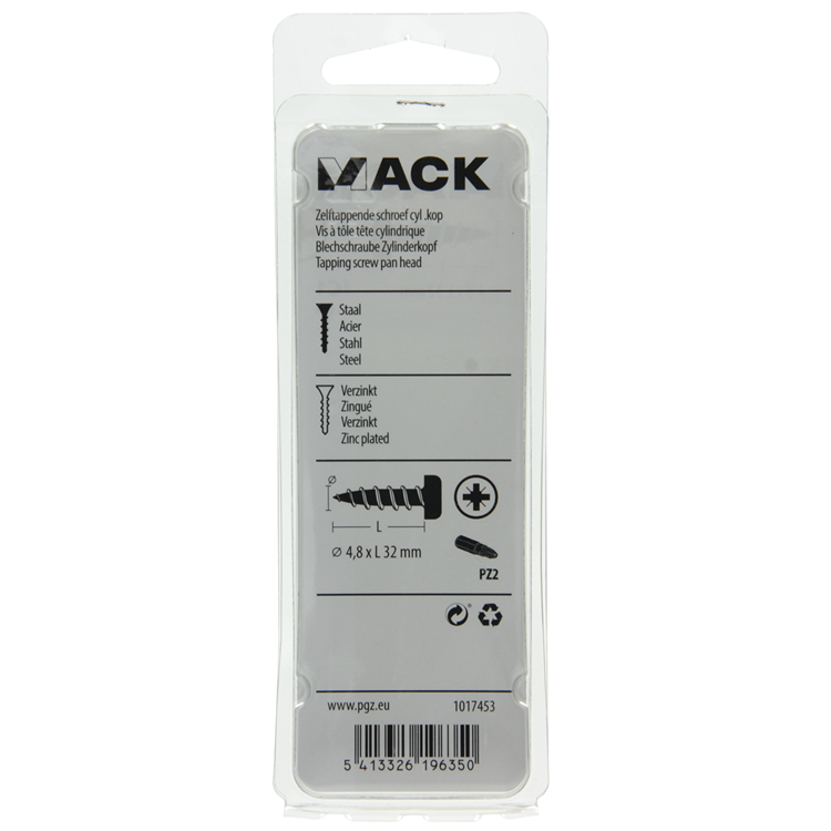 Afbeelding laden in galerijviewer, Mack 1017453 - zelftappende schroef cyl kop verz. 10st 4,8 x 32 mm | 10 stuks
