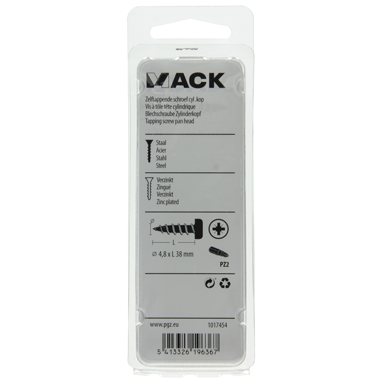 Afbeelding laden in galerijviewer, Mack 1017454 - zelftappende schroef cyl kop verz. 9 st 4,8 x 38 mm | 10 stuks
