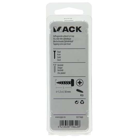 Mack 1017460 - zelftappende schroef cyl kop verz. 5 st 5,5 x 50 mm | 10 stuks