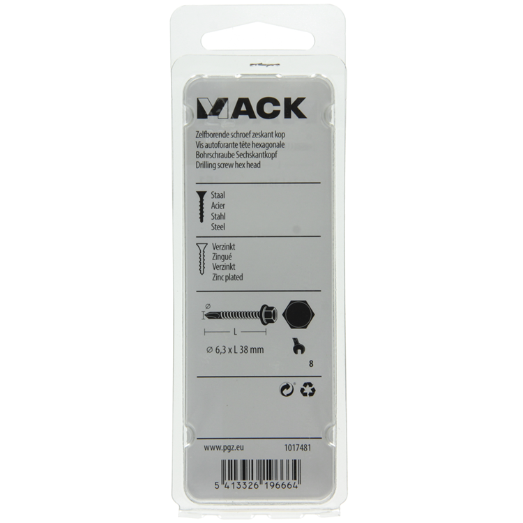 Afbeelding laden in galerijviewer, Mack 1017481 - zelfborende schroef zesk.kop verz. 12st 6,3 x 38 mm | 5 stuks

