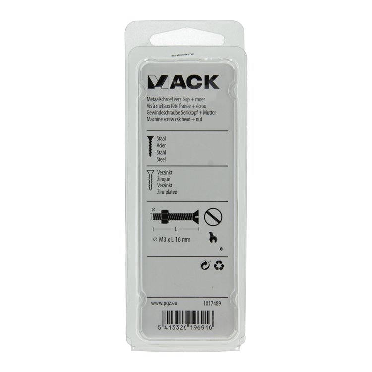 Afbeelding laden in galerijviewer, Mack 1017489 - metaalschroef verz. kop + moer verz. 27st m3 x 16 mm | 10 stuks
