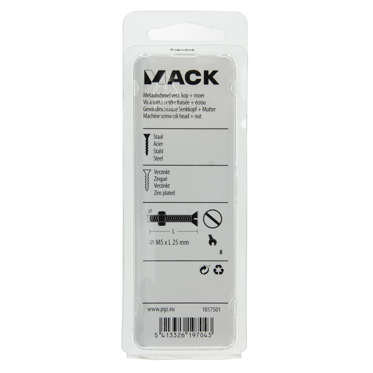 Afbeelding laden in galerijviewer, Mack 1017501 - metaalschroef verz. kop + moer verz. 14st m5 x 25 mm | 10 stuks
