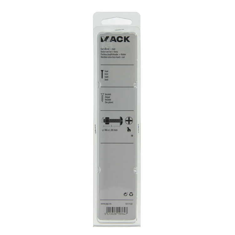 Afbeelding laden in galerijviewer, Mack 1017558 - kachelbout + moer staal verzinkt 4 st m6 x 80 mm | 5 stuks
