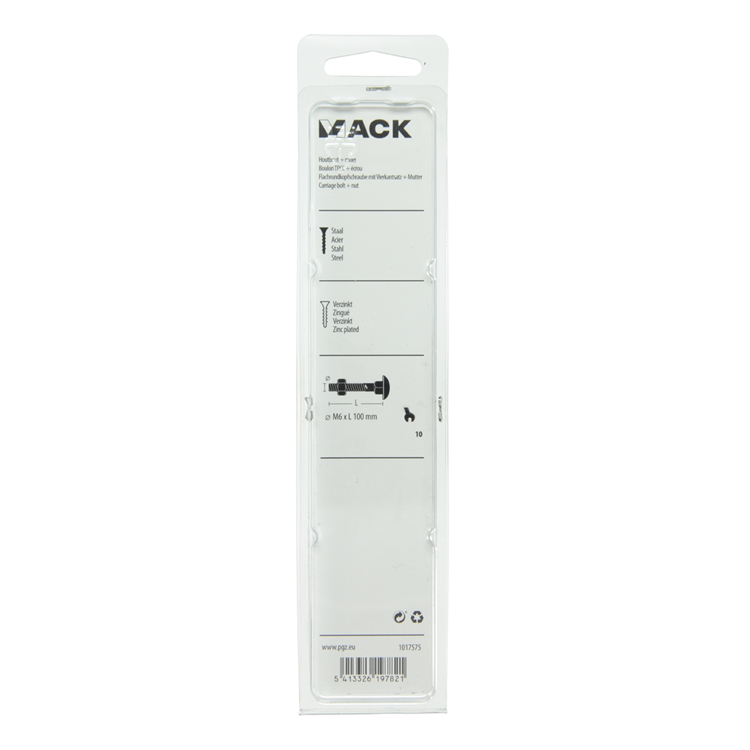 Afbeelding laden in galerijviewer, Mack 1017575 - houtbout + moer staal verzinkt3 st m6 x 100 mm | 5 stuks
