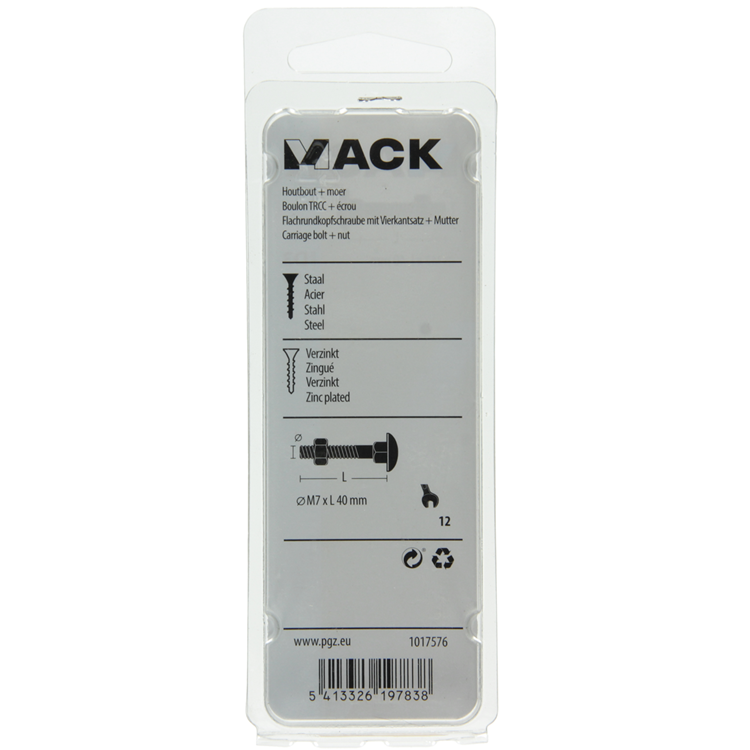 Load image into Gallery viewer, Mack 1017576 - houtbout + moer staal verzinkt5 st m7 x 40 mm | 5 stuks
