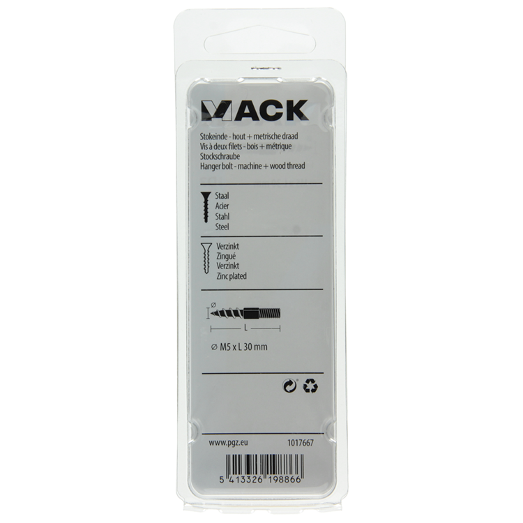Load image into Gallery viewer, Mack 1017667 - stokeinde hout + metr. draad verz. 6 st m5x30 | 10 stuks
