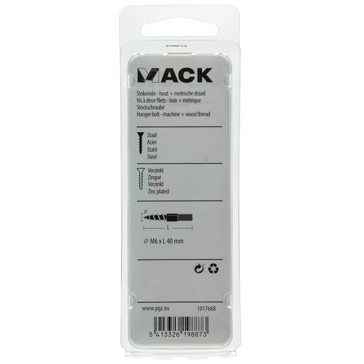 Load image into Gallery viewer, Mack 1017668 - stokeinde hout + metr. draad verz. 5 st m6x40 | 10 stuks
