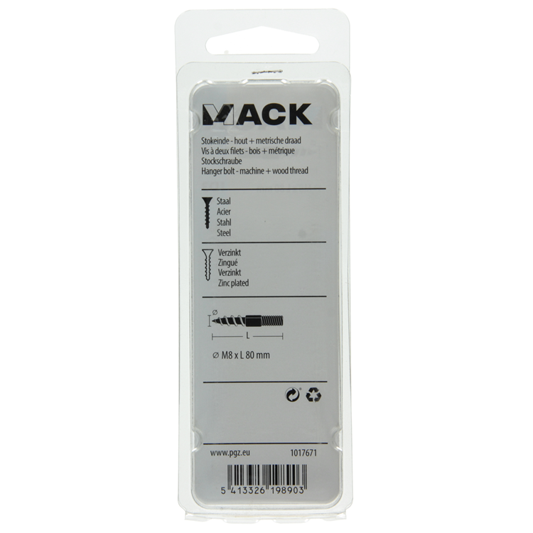 Load image into Gallery viewer, Mack 1017671 - stokeinde hout + metr. draad verz. 4 st m8x80 | 10 stuks
