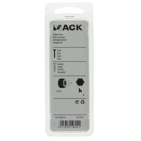 Mack 1017674 - zeskant moer staal verzinkt 40 st m 5 | 10 stuks