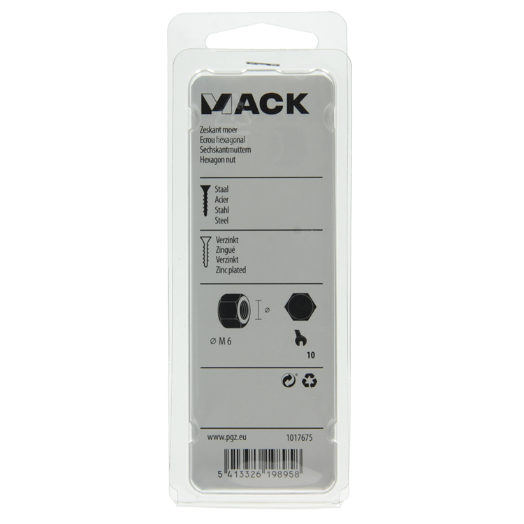 Load image into Gallery viewer, Mack 1017675 - zeskant moer staal verzinkt 30 st m 6 | 10 stuks
