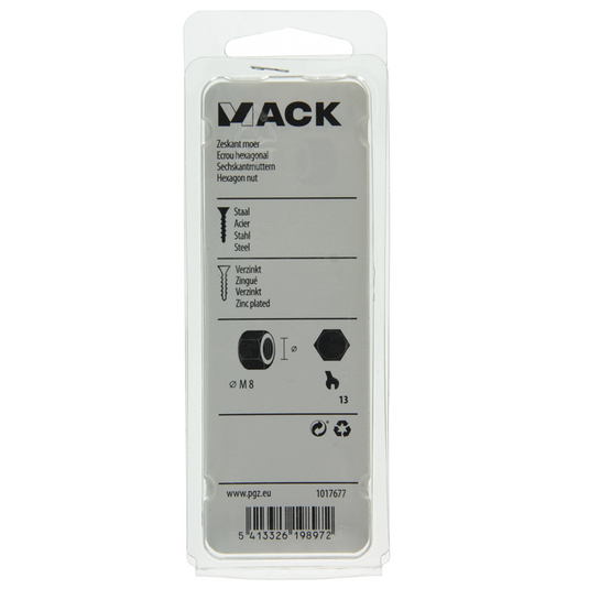 Mack 1017677 - zeskant moer staal verzinkt 20 st m 8 | 10 stuks