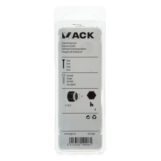 Mack 1017685 - zeskant borgmoer staal verzinkt 18 st m5 | 10 stuks
