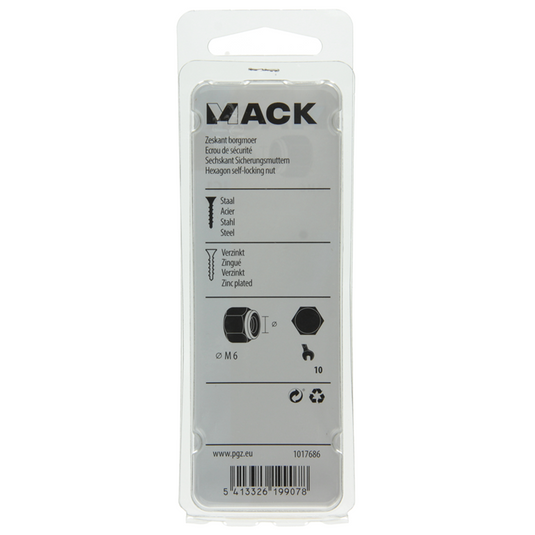 Mack 1017686 - zeskant borgmoer staal verzinkt 14 st m6 | 10 stuks