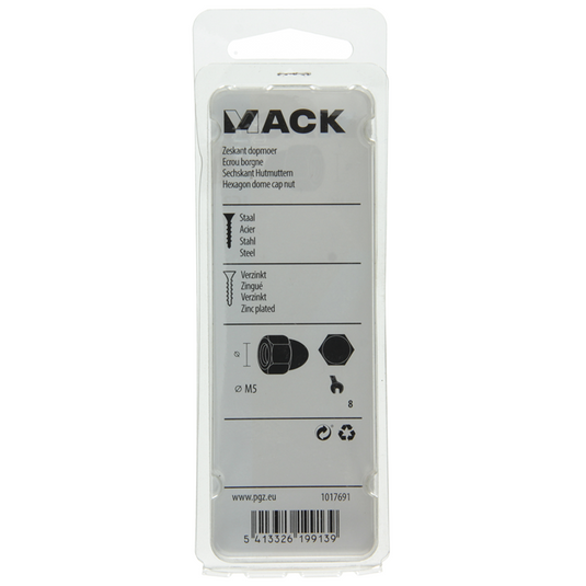 Mack 1017691 - zeskant dopmoer staal verzinkt8 st m5 | 10 stuks