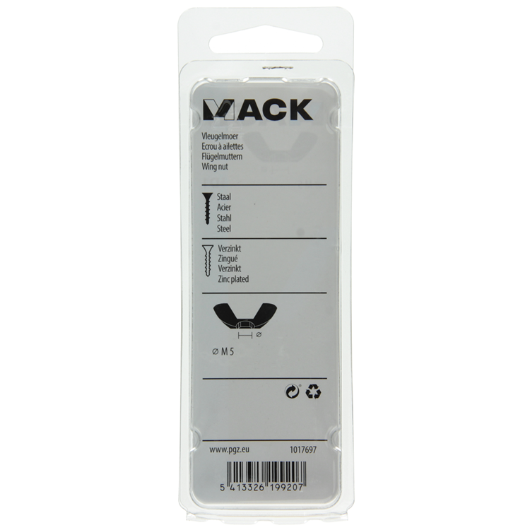 Load image into Gallery viewer, Mack 1017697 - vleugelmoer staal verzinkt 6 st m5 | 10 stuks
