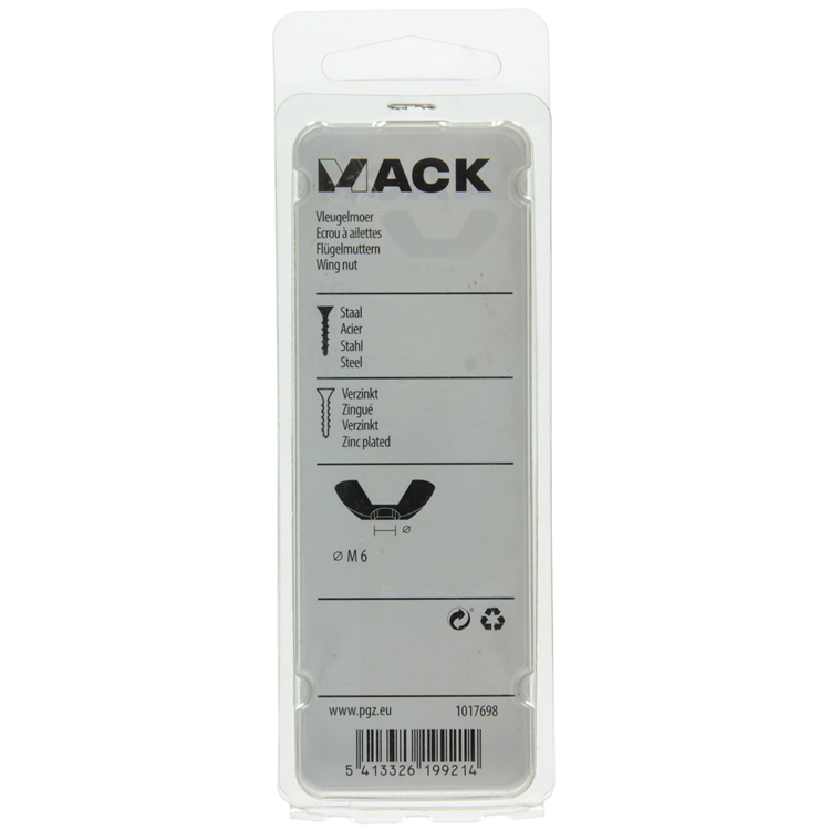 Load image into Gallery viewer, Mack 1017698 - vleugelmoer staal verzinkt 5 st m6 | 10 stuks
