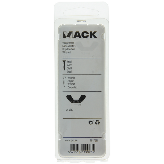 Mack 1017698 - vleugelmoer staal verzinkt 5 st m6 | 10 stuks